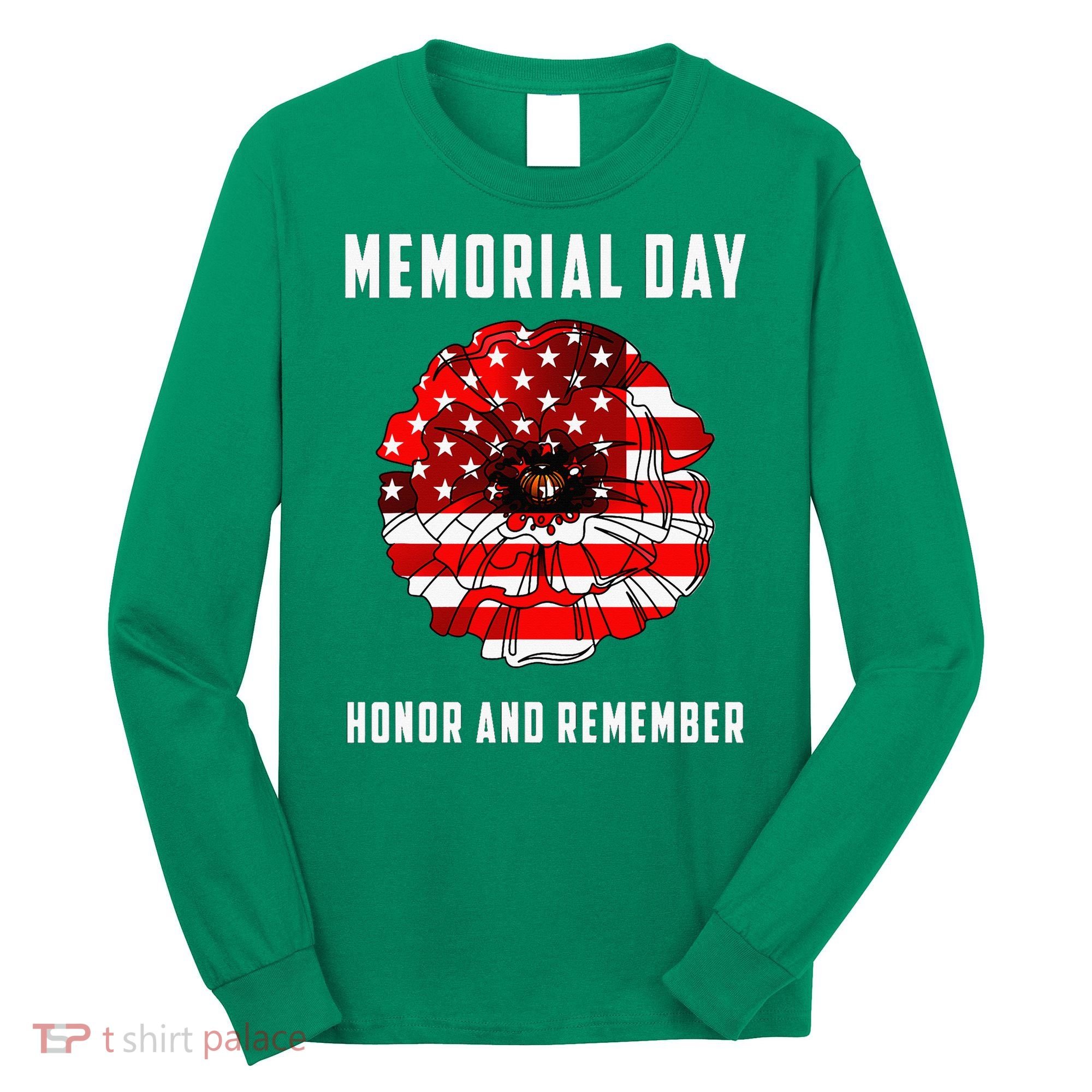 Veterans Day Red Poppy Flower Usa Memorial Day Long Sleeve Shirt