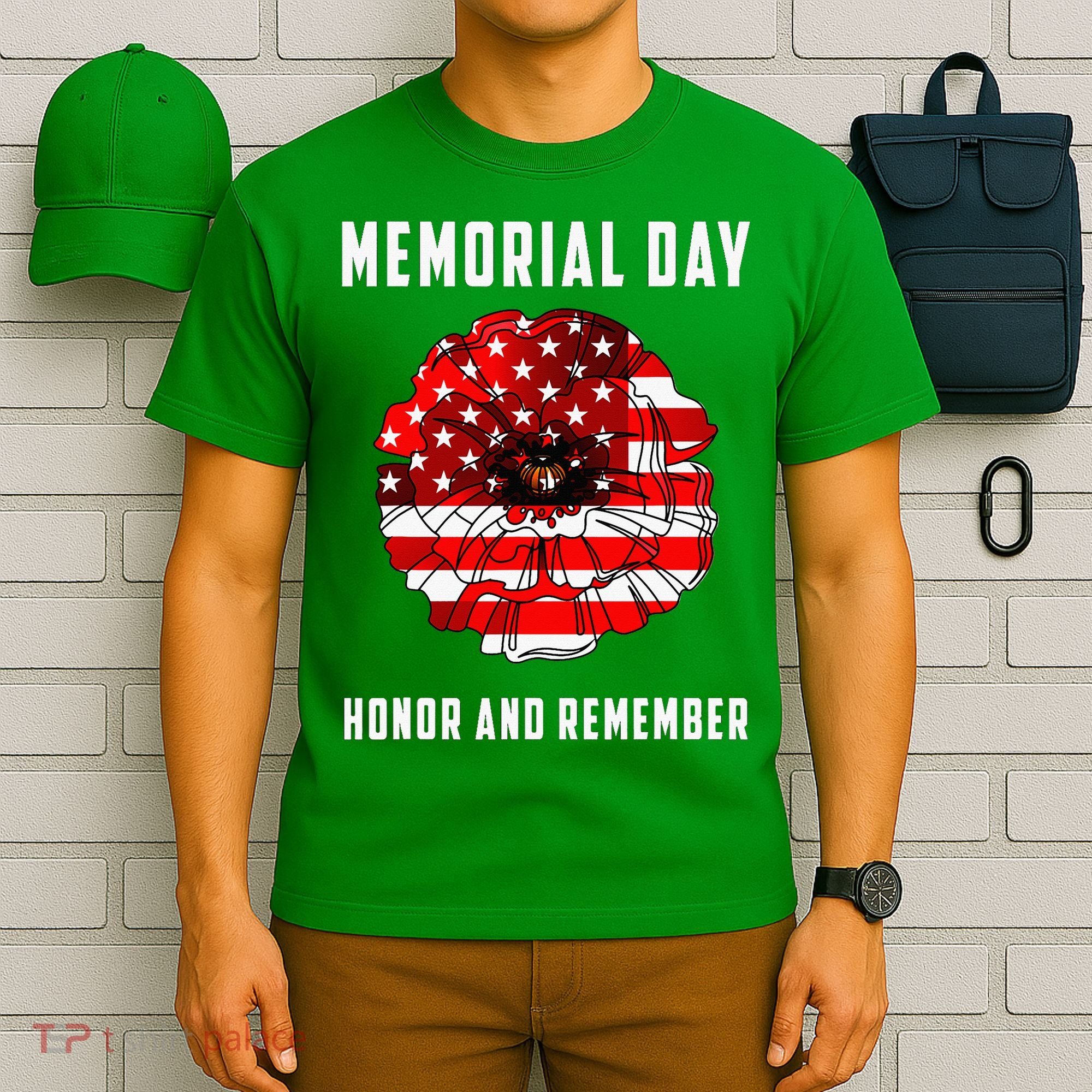 Veterans Day Red Poppy Flower Usa Memorial Day T-Shirt