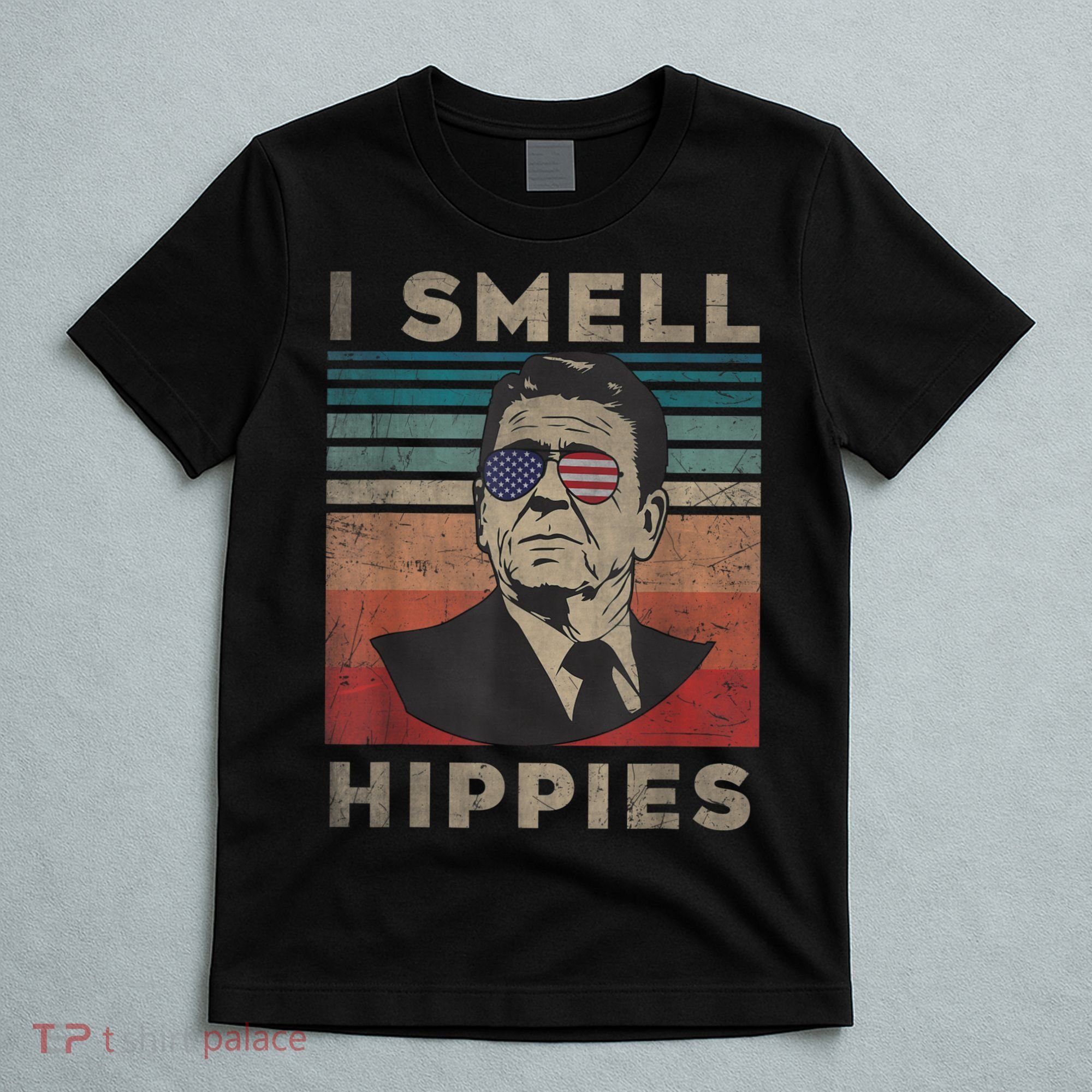 Vintage Distressed, Retro Reagan President I Smell Hippies T-Shirt