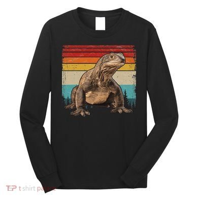 Vintage Distressed Retro Style Cool Komodo Dragon Long Sleeve Shirt