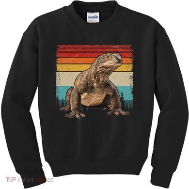Vintage Distressed Retro Style Cool Komodo Dragon Kids Sweatshirt