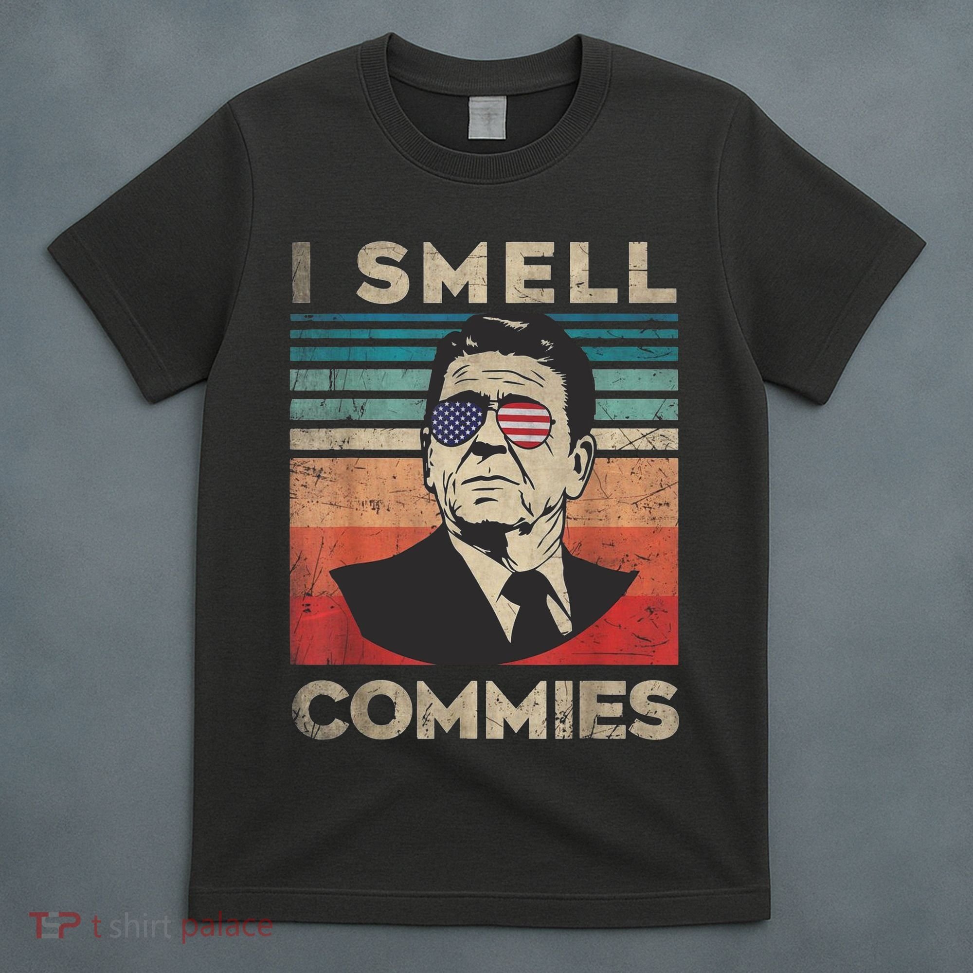 Vintage Distressed Retro Reagan President I Smell Commies T-Shirt