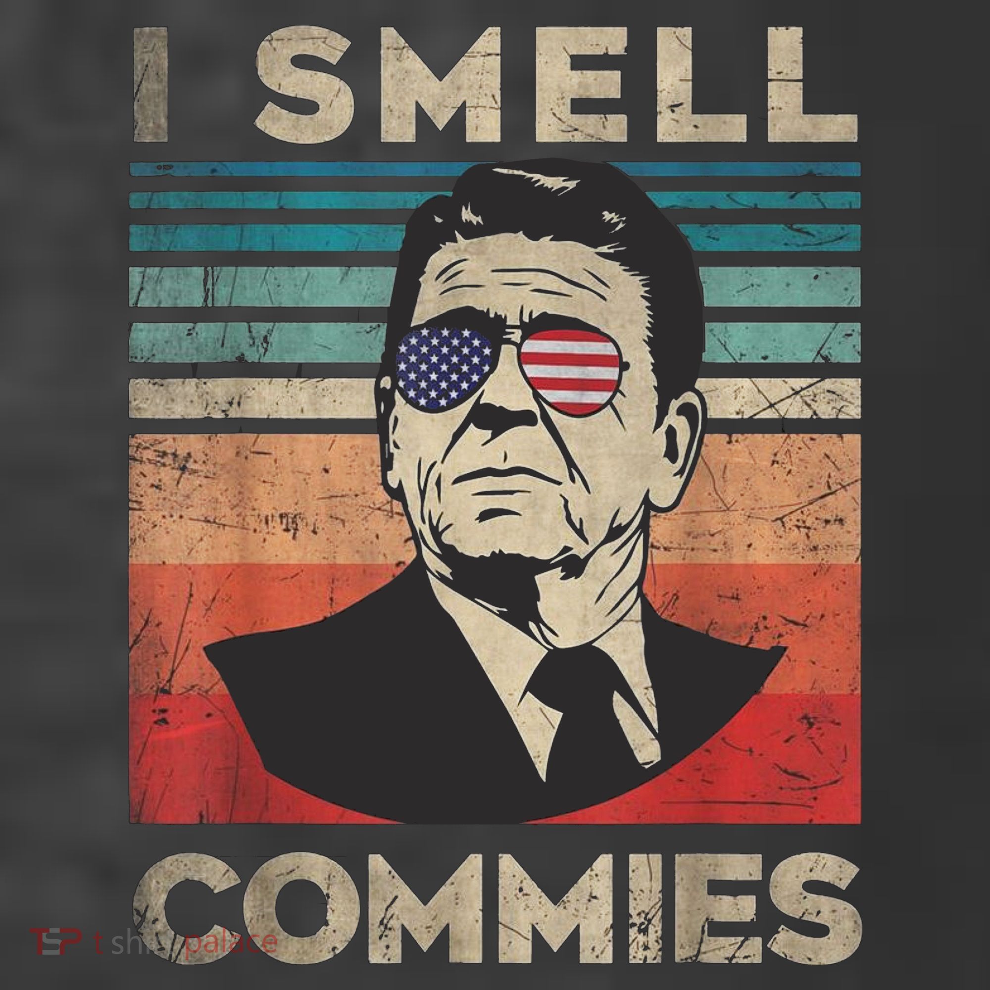 Vintage Distressed Retro Reagan President I Smell Commies T-Shirt