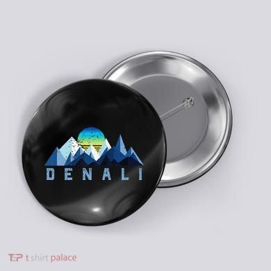 Vintage Denali Retro National Park Geometric Button