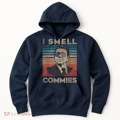 Vintage Distressed, Retro Reagan President I Smell Commies Hoodie