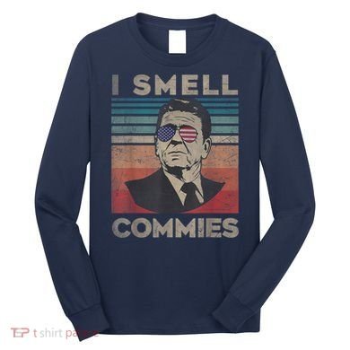 Vintage Distressed, Retro Reagan President I Smell Commies Long Sleeve Shirt