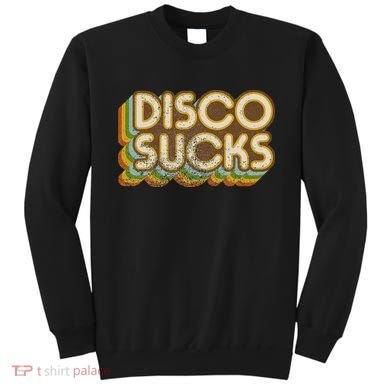 Vintage Disco Sucks Retro 1970s Dancing Music Distressed Sweatshirt