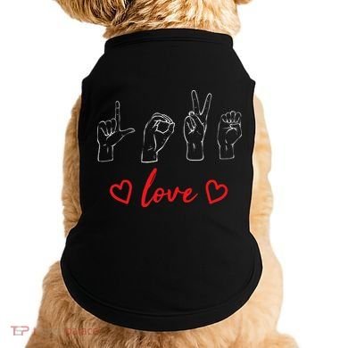 Valentine's Day Sign Language Love Finger Spelling ASL Doggie Tank