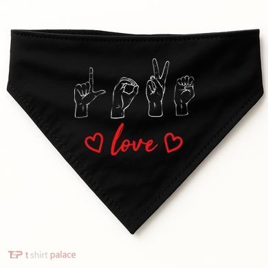 Valentine's Day Sign Language Love Finger Spelling ASL USA-Made Doggie Bandana
