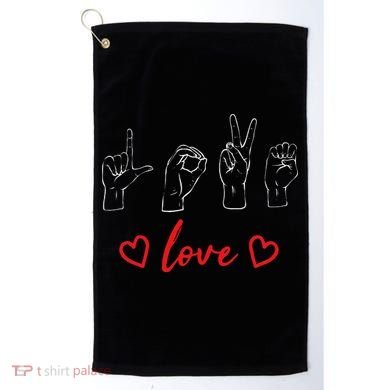 Valentine's Day Sign Language Love Finger Spelling ASL Golf Towel