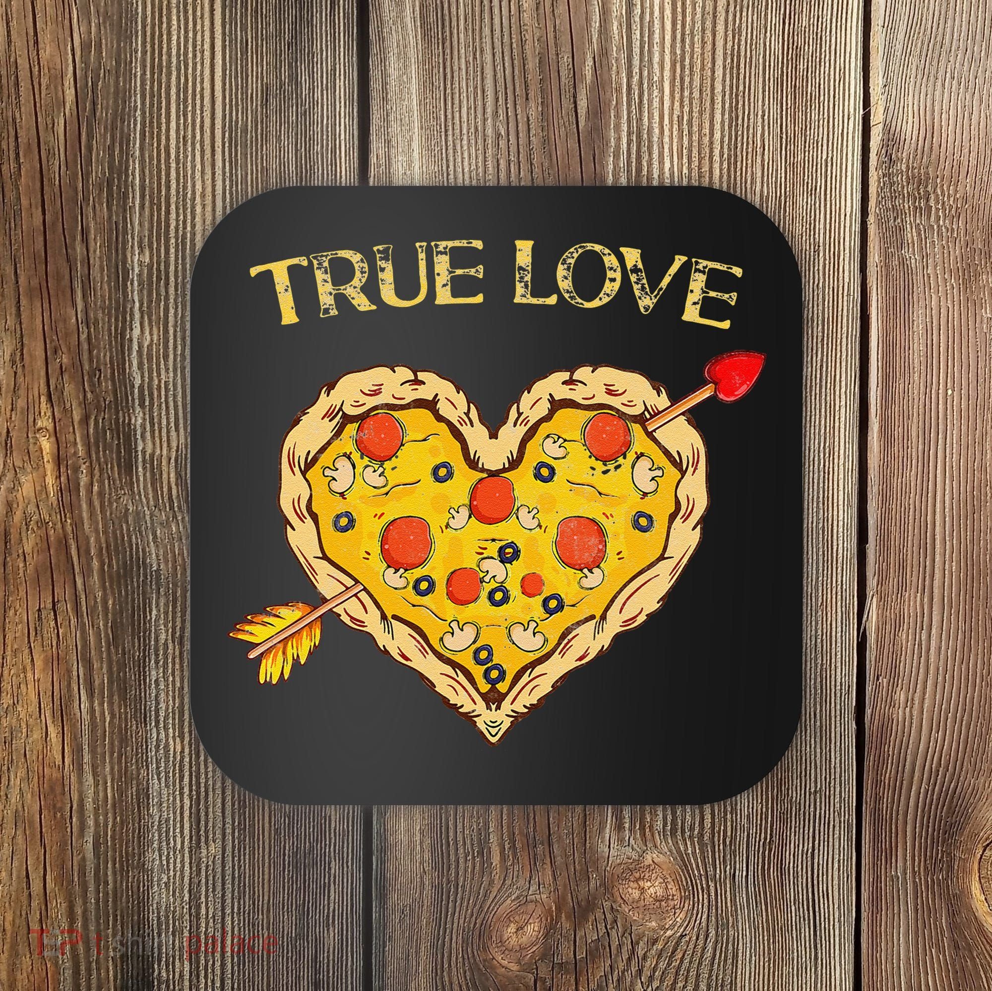 Valentine's Day True Love Valentine Pizza Heart Coaster
