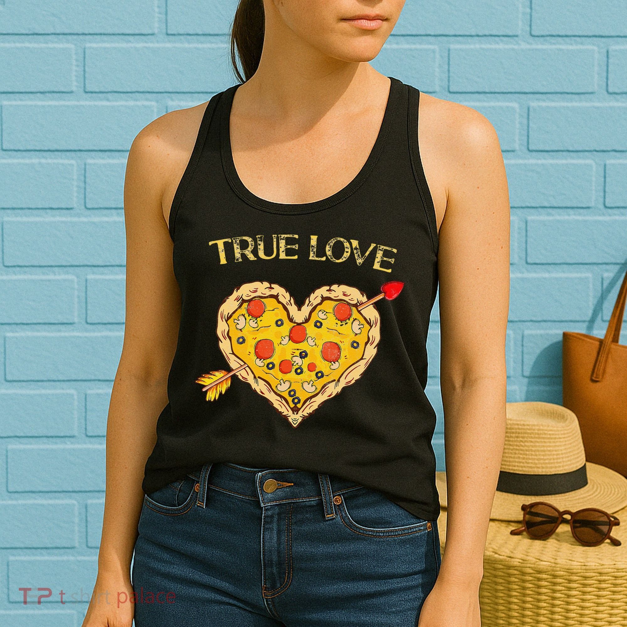 Valentine's Day True Love Valentine Pizza Heart Women's Tank Top