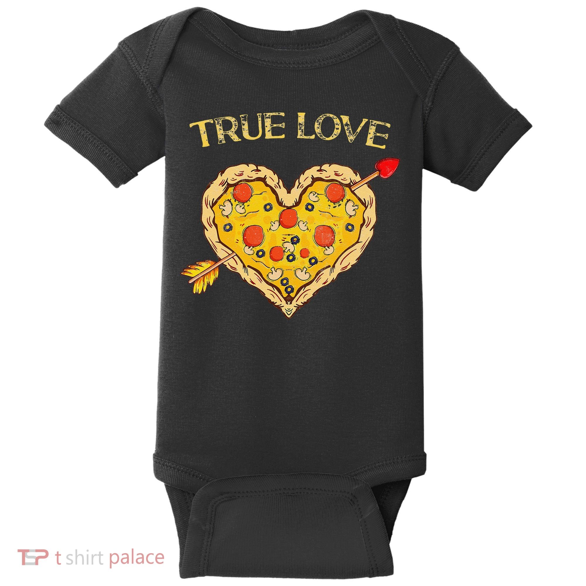 Valentine's Day True Love Valentine Pizza Heart Baby Bodysuit