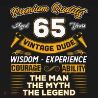 Vintage Dude The Man Myth Legend 65 Yrs 65th Birthday Shirt T-Shirt thumb 7