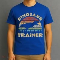 Vintage Dinosaur Trainer Halloween Costume Retro Sunset Dino T-Shirt thumb 3