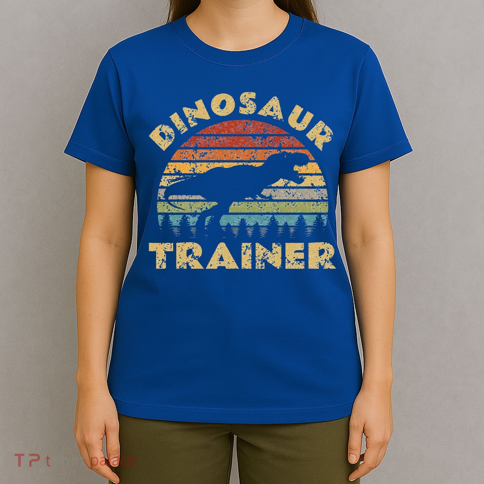 Vintage Dinosaur Trainer Halloween Costume Retro Sunset Dino T-Shirt