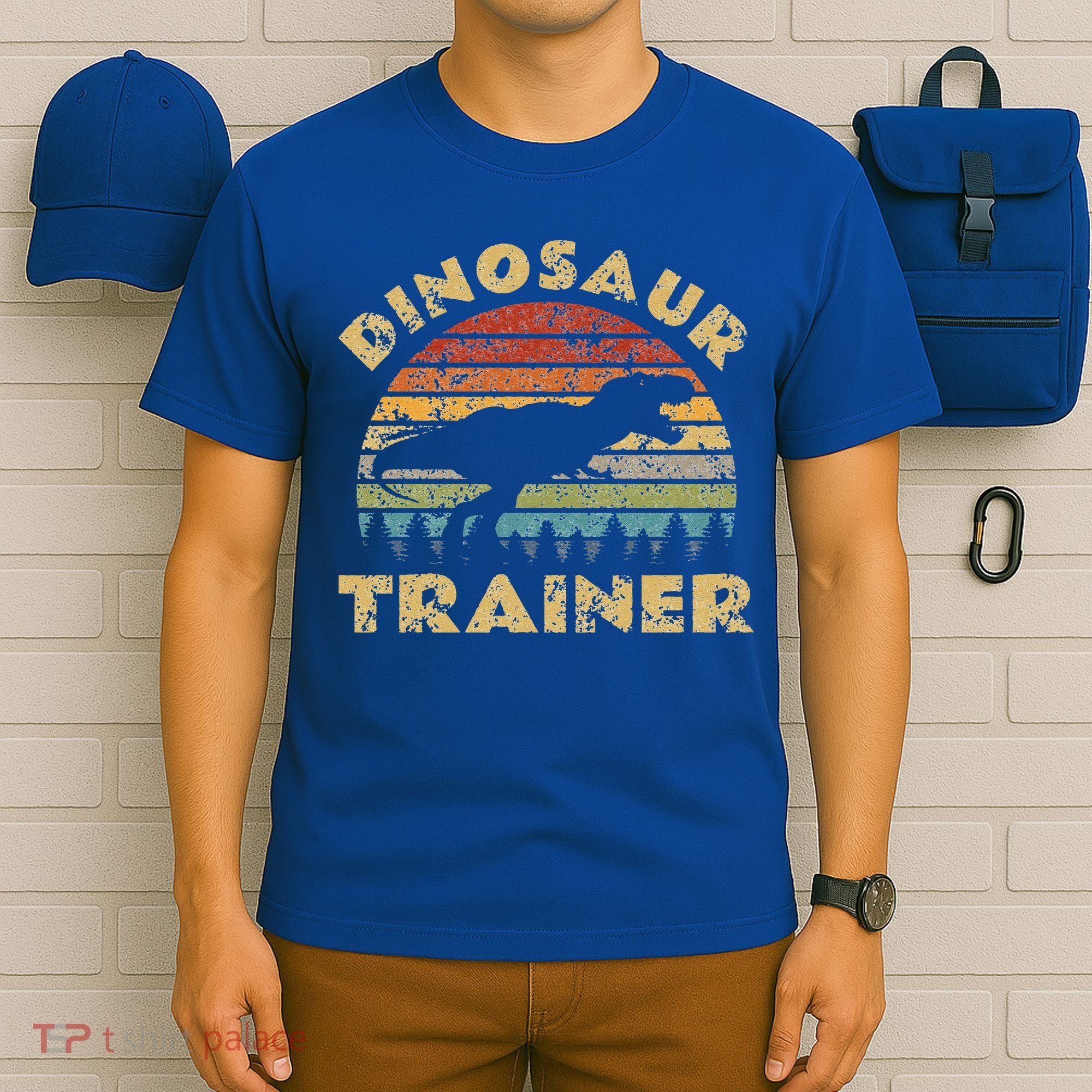 Vintage Dinosaur Trainer Halloween Costume Retro Sunset Dino T-Shirt