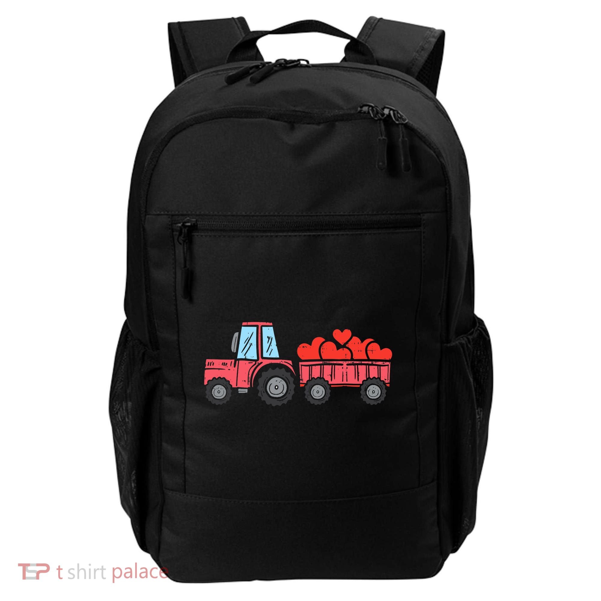 Valentines Day Tractor Truck Hearts Farm Backpack