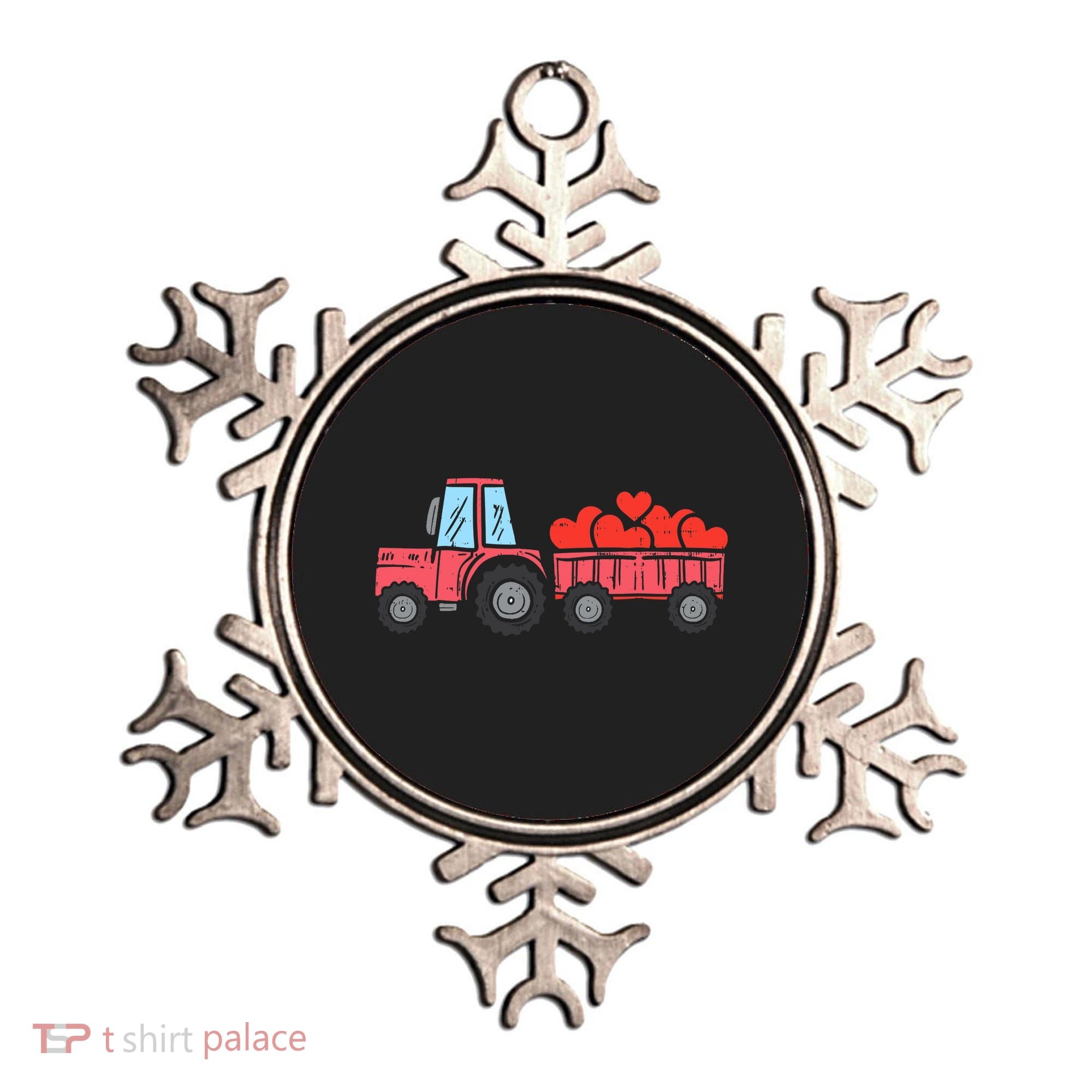 Valentines Day Tractor Truck Hearts Farm Ornament