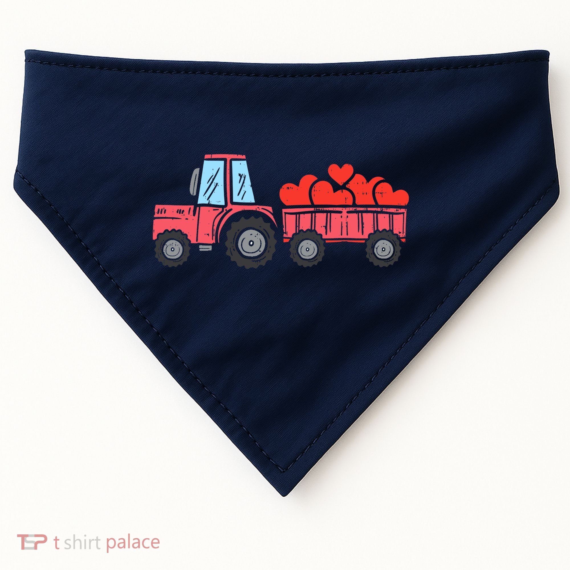 Valentines Day Tractor Truck Hearts Farm USA-Made Doggie Bandana