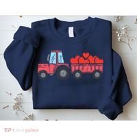 Valentines Day Tractor Truck Hearts Farm Sweatshirt thumb 2