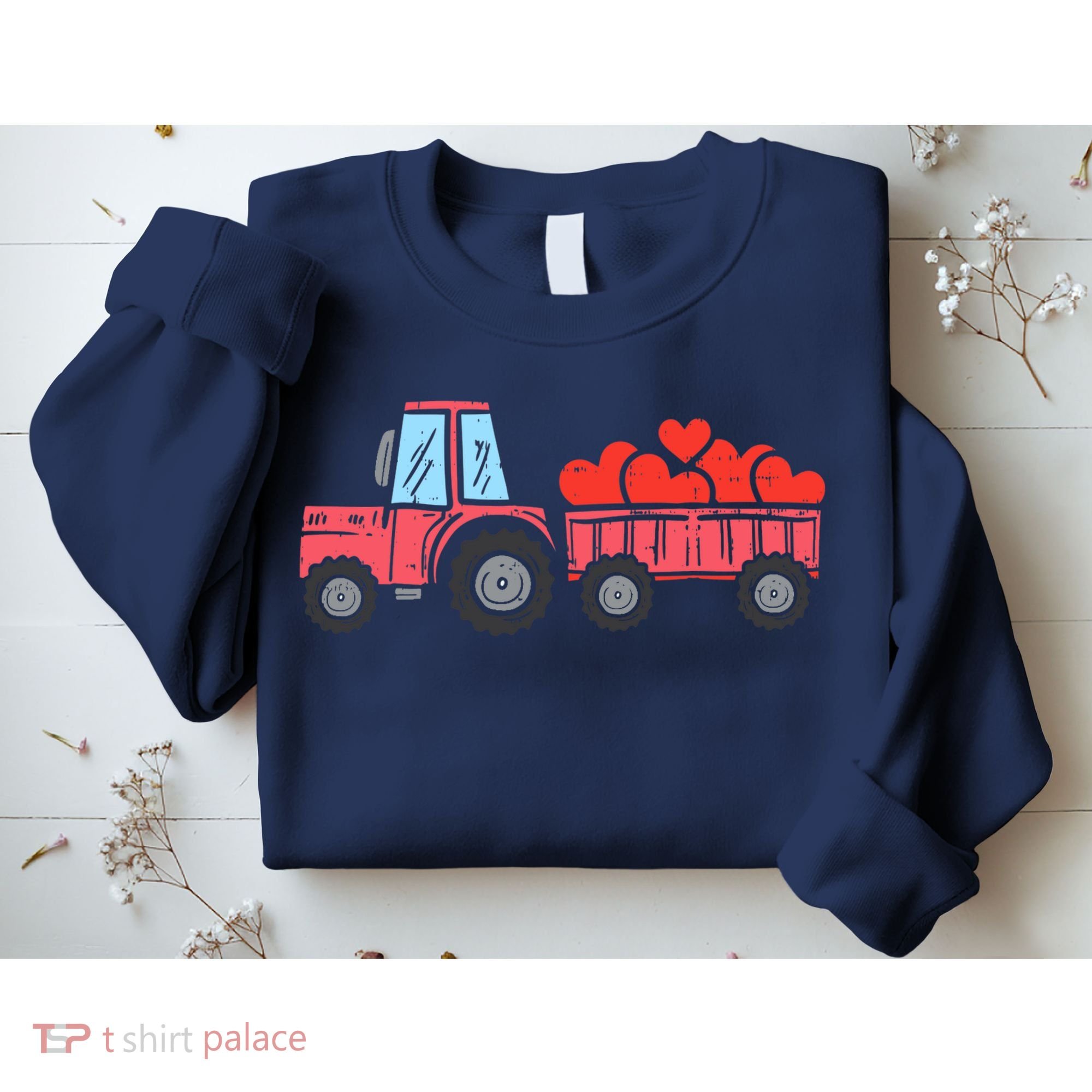 Valentines Day Tractor Truck Hearts Farm Sweatshirt