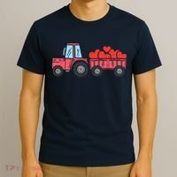 Valentines Day Tractor Truck Hearts Farm T-Shirt thumb 3