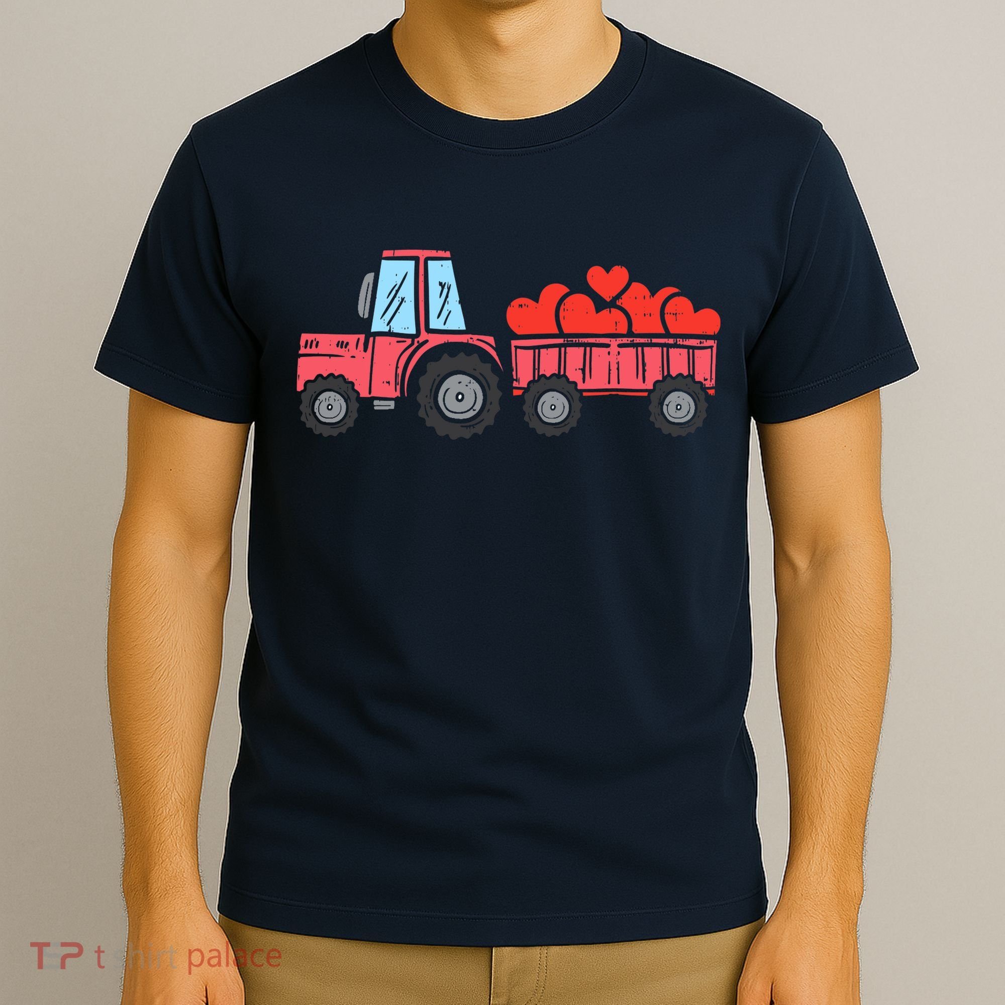 Valentines Day Tractor Truck Hearts Farm T-Shirt