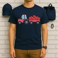 Valentines Day Tractor Truck Hearts Farm T-Shirt thumb 6