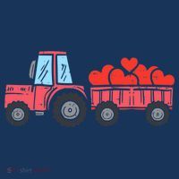 Valentines Day Tractor Truck Hearts Farm T-Shirt thumb 7
