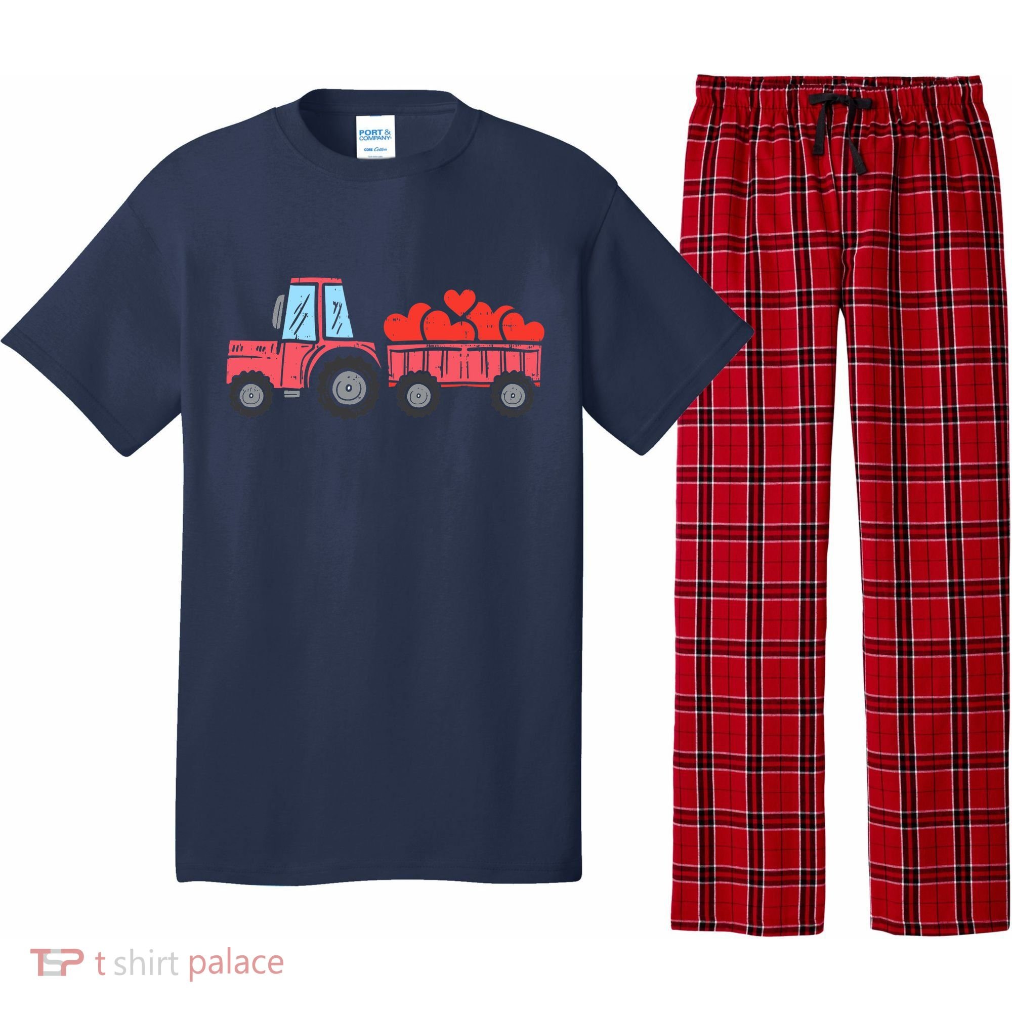 Valentines Day Tractor Truck Hearts Farm Pajama Set