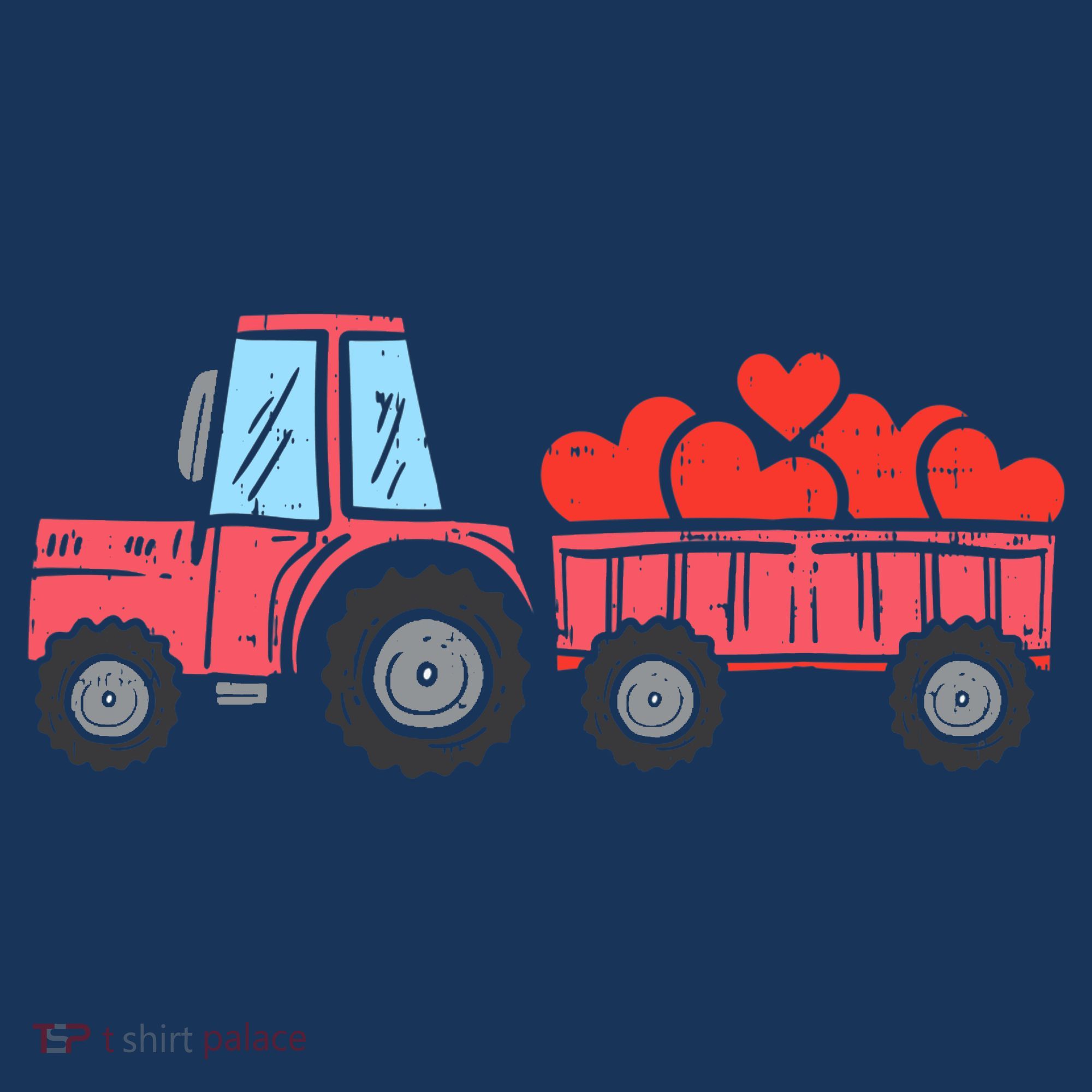 Valentines Day Tractor Truck Hearts Farm Hat