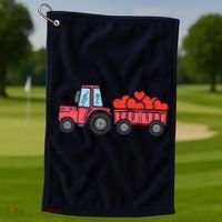 Valentines Day Tractor Truck Hearts Farm Golf Towel thumb 1