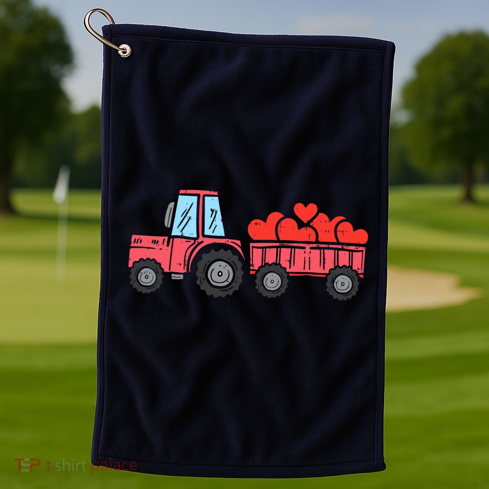 Valentines Day Tractor Truck Hearts Farm Golf Towel