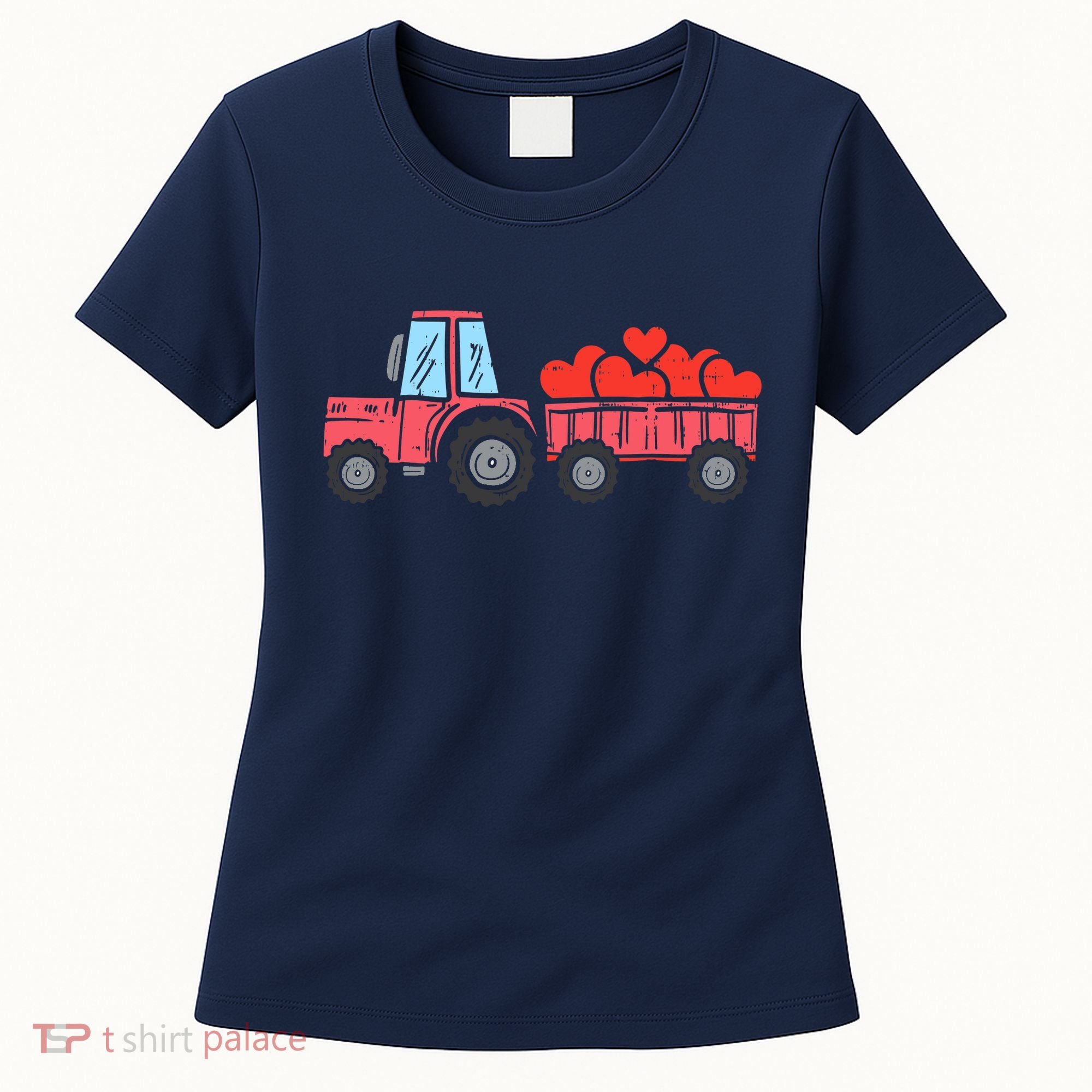 Valentines Day Tractor Truck Hearts Farm Women's T-Shirt