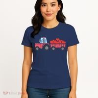 Valentines Day Tractor Truck Hearts Farm Women's T-Shirt thumb 4