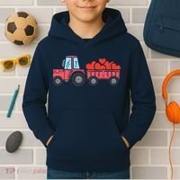 Valentines Day Tractor Truck Hearts Farm Kids Hoodie thumb 2
