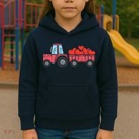Valentines Day Tractor Truck Hearts Farm Kids Hoodie thumb 3