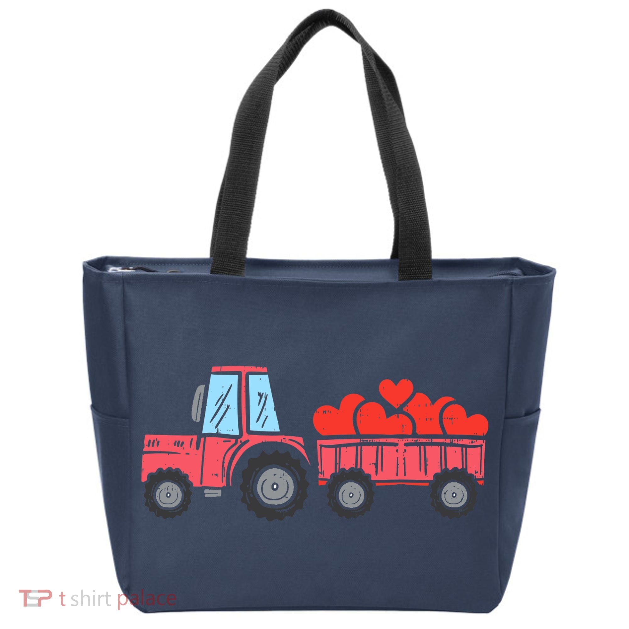 Valentines Day Tractor Truck Hearts Farm Tote Bag