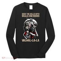 Valhalla-La Deck the halls with skulls and bodies Christmas Long Sleeve Shirt thumb 0