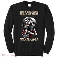 Valhalla-La Deck the halls with skulls and bodies Christmas Sweatshirt thumb 0