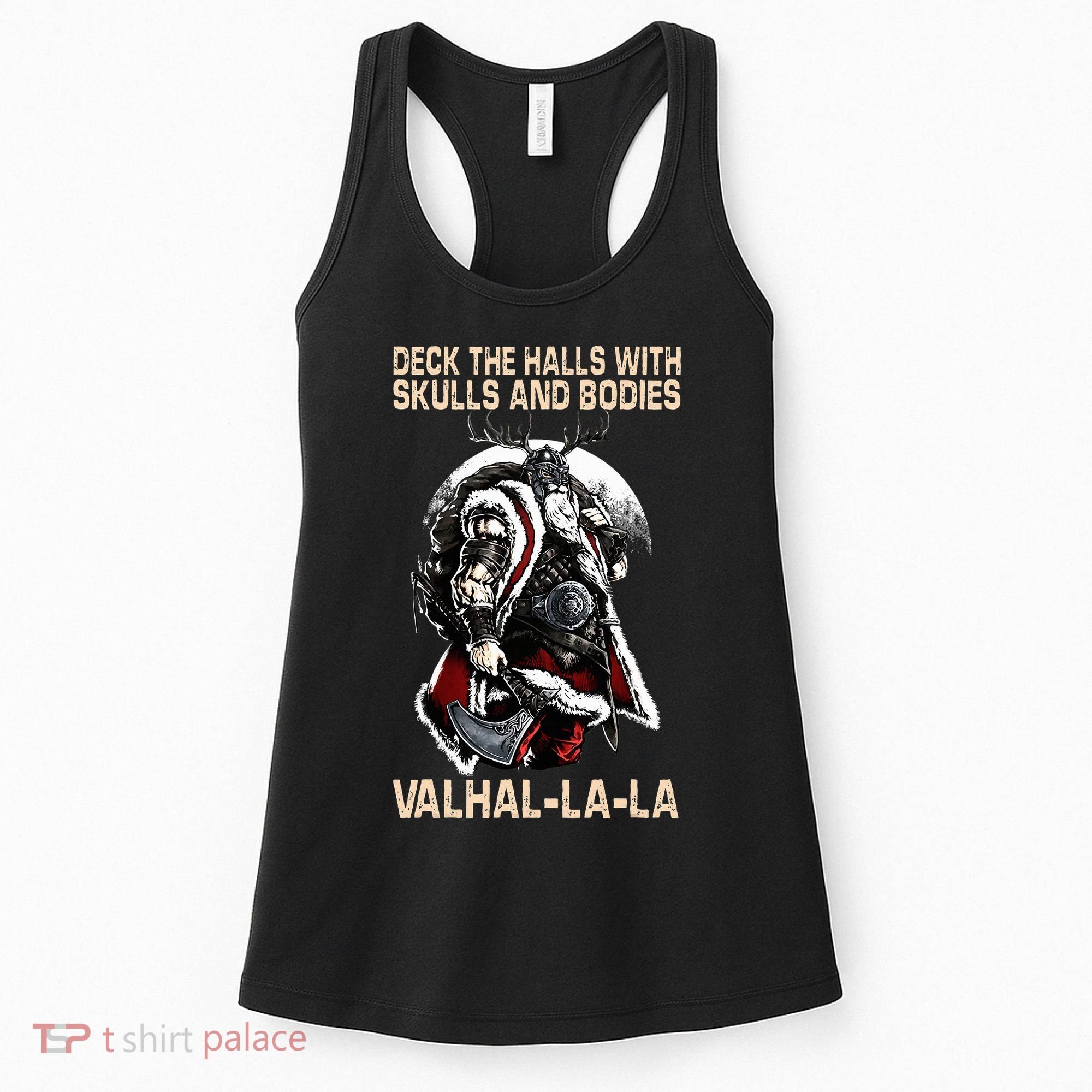 Valhalla-La Deck the halls with skulls and bodies Christmas Women's Tank Top