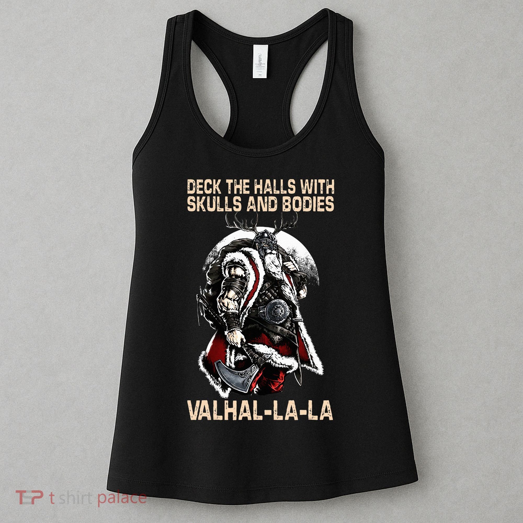 Valhalla-La Deck the halls with skulls and bodies Christmas Women's Tank Top