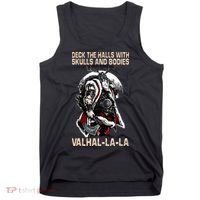 Valhalla-La Deck the halls with skulls and bodies Christmas Tank Top thumb 0