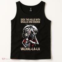 Valhalla-La Deck the halls with skulls and bodies Christmas Tank Top thumb 2