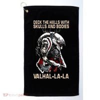 Valhalla-La Deck the halls with skulls and bodies Christmas Golf Towel thumb 0