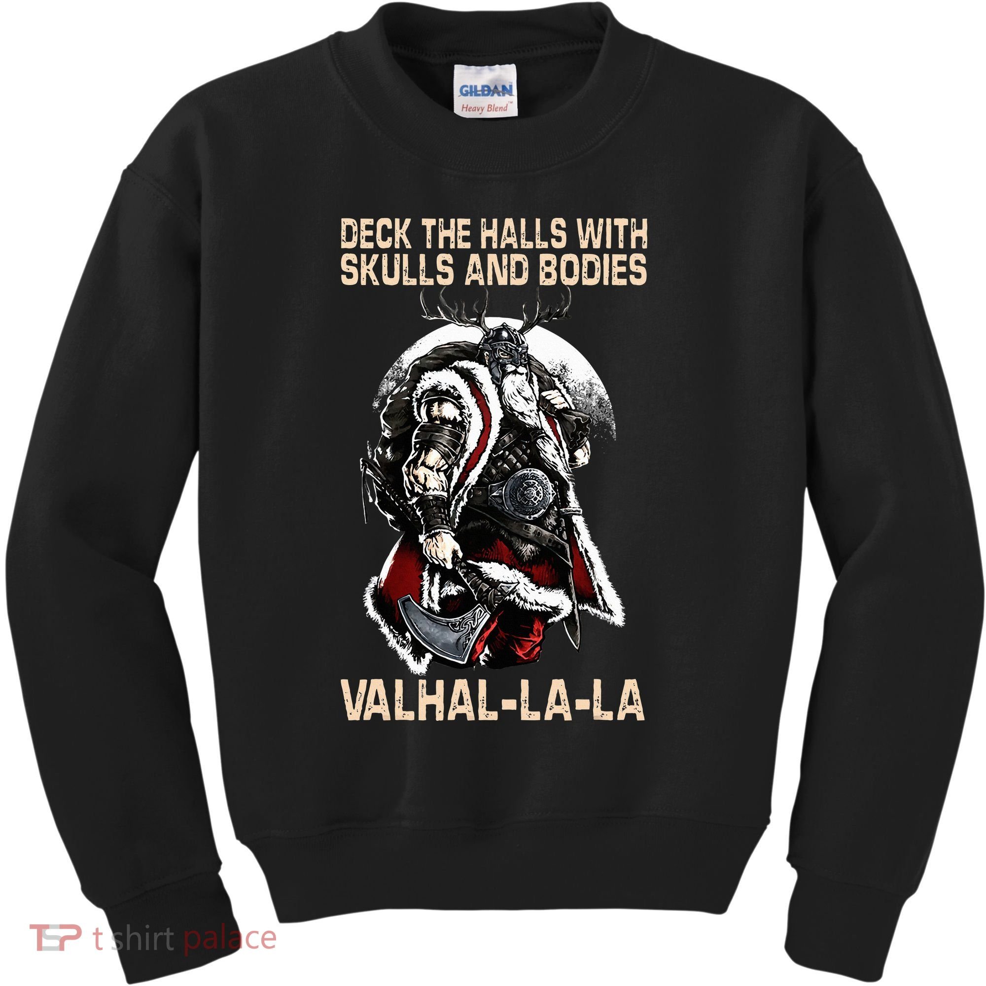 Valhalla-La Deck the halls with skulls and bodies Christmas Kids Sweatshirt