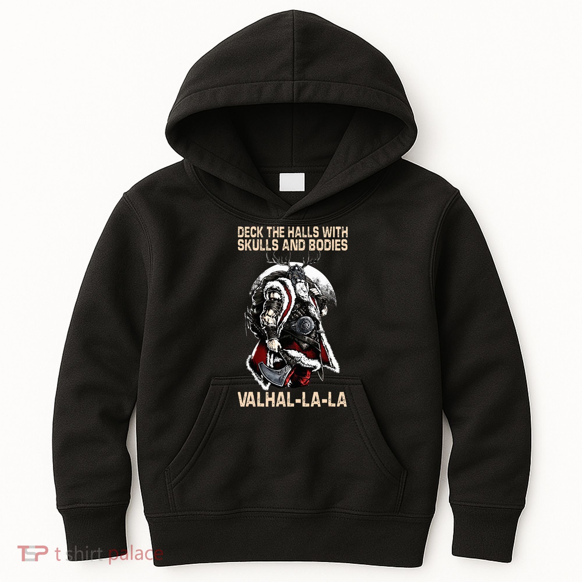Valhalla-La Deck the halls with skulls and bodies Christmas Kids Hoodie