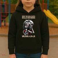 Valhalla-La Deck the halls with skulls and bodies Christmas Kids Hoodie thumb 3