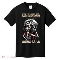 Valhalla-La Deck the halls with skulls and bodies Christmas Kids T-Shirt thumb 0
